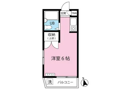 ハイランドハウス(ワンルーム/2階)の間取り写真