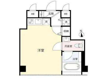 フレッグ西麻布ヴェルジュ(ワンルーム/1階)の間取り写真