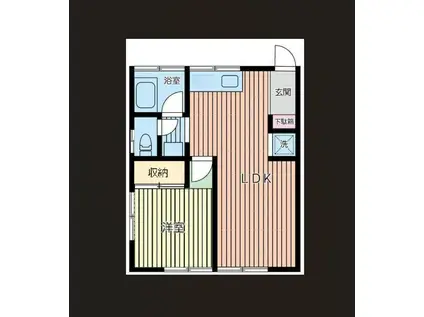 柿の木荘(1LDK/2階)の間取り写真