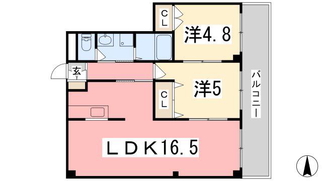 サンヒルズ西今宿(2LDK/2階)の間取り写真