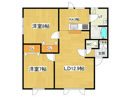 コーポアーバンII(2LDK/2階)の間取り写真