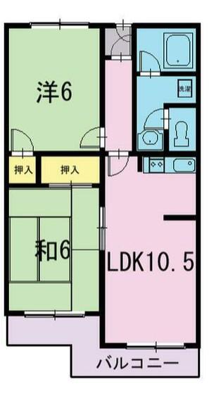 サンライズ千代田(2LDK/4階)の間取り写真