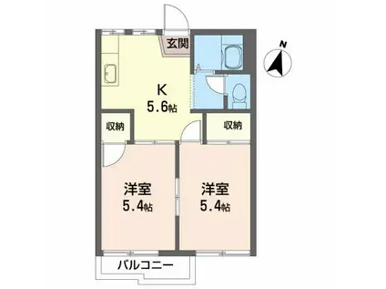 ポットハウスいずみ(2K/2階)の間取り写真