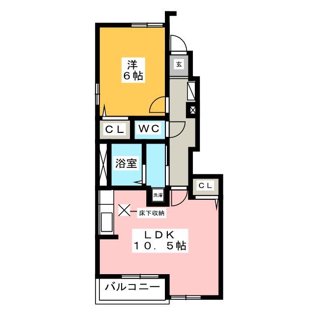 サンリット佐橋B(1LDK/1階)の間取り写真
