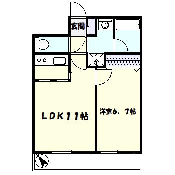 六軒町伍番館(1LDK/4階)の間取り写真