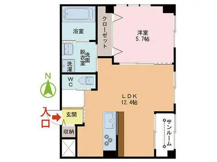 ESPOIR T・C(1LDK/1階)の間取り写真