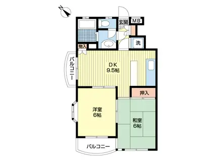 アイダパレス行田(2DK/3階)の間取り写真