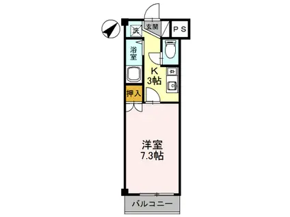 ローズハイツT・K(1K/3階)の間取り写真