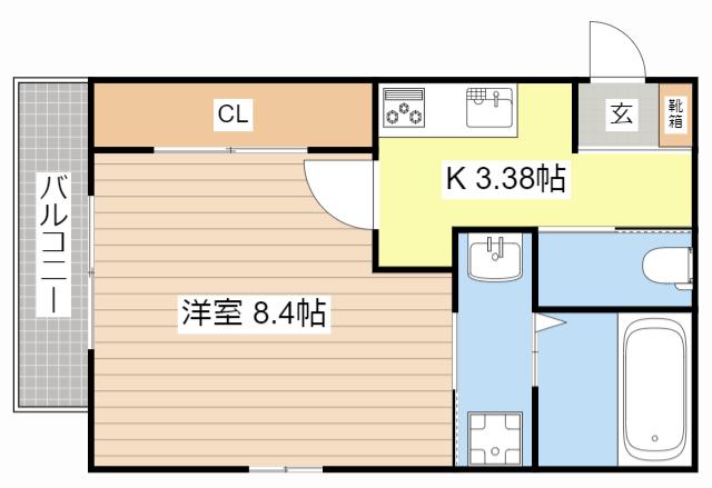KENT HOUSE THREE(1K/2階)の間取り写真