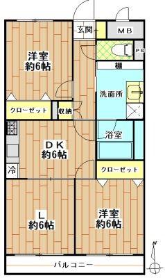 アインス花園(2LDK/1階)の間取り写真