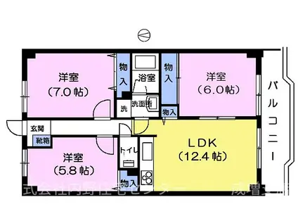第3パークマンション(3LDK/1階)の間取り写真