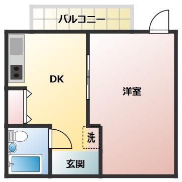 アインビルマンション(1DK/3階)の間取り写真