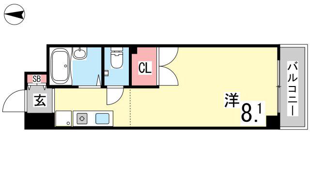 サイトピア本山(1K/2階)の間取り写真