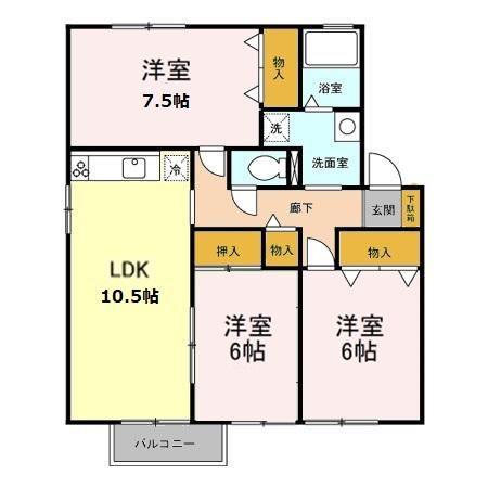 ピュアコート(3LDK/1階)の間取り写真