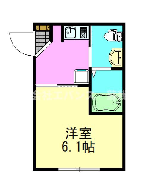 アルサーヴ千葉(1K/2階)の間取り写真