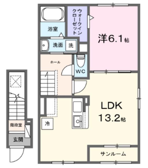 ソナーレ(1LDK/2階)の間取り写真
