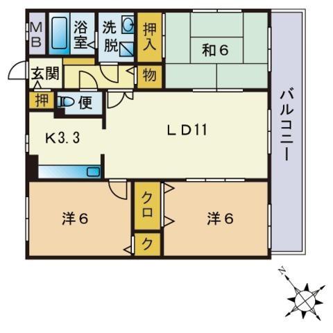 コンフォート博多南(3LDK/3階)の間取り写真