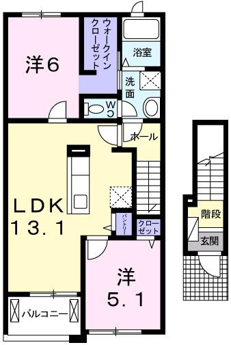 フリシュ・M II(2LDK/2階)の間取り写真