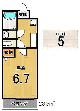 ロフティ大和(1K/1階)の間取り写真