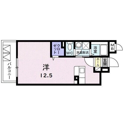 パーク鴨池(ワンルーム/4階)の間取り写真