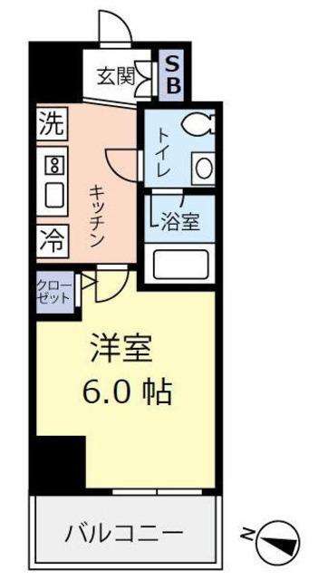 グランヴァンプレミアム川口(1K/6階)の間取り写真