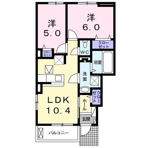 ニューアメニティ(2LDK/1階)の間取り写真