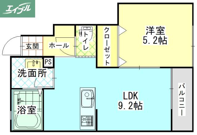 フォレスト庭瀬(1LDK/1階)の間取り写真