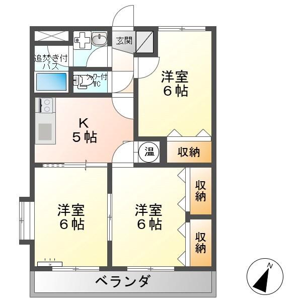 オーブ・ドゥ・光繁II(3K/1階)の間取り写真