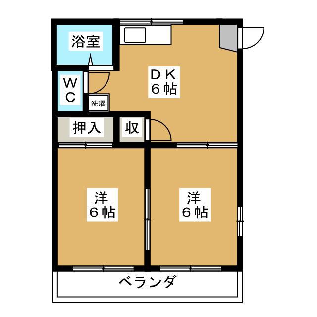 ハイコーポ津田沼(2DK/2階)の間取り写真