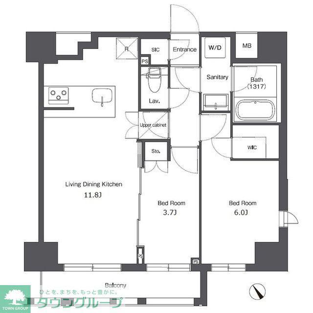 コンフォリア台東根岸(2LDK/6階)の間取り写真