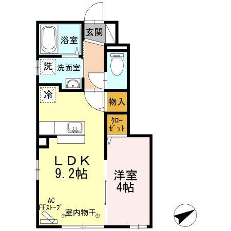 モントレゾールK(1LDK/1階)の間取り写真