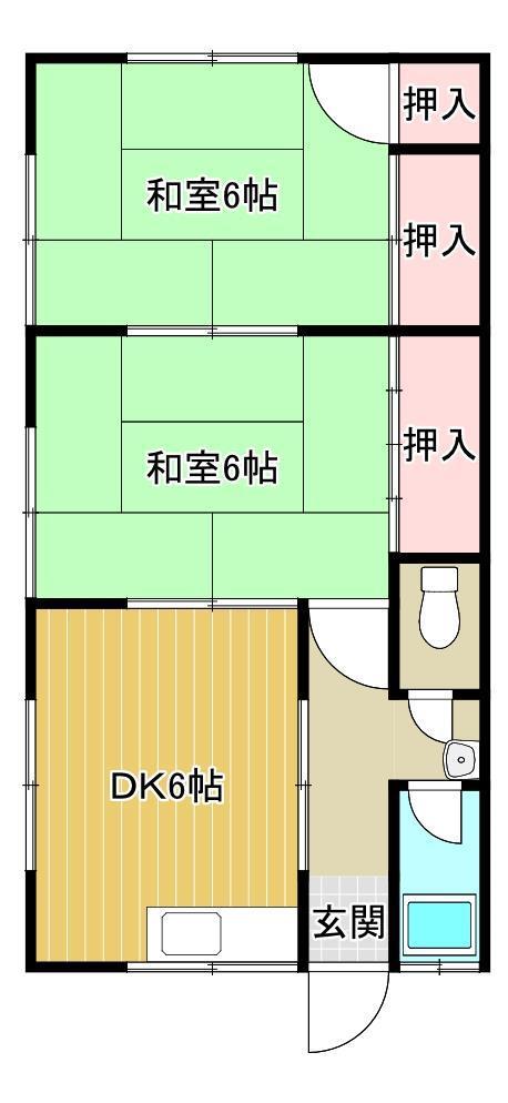 清山荘(2DK/2階)の間取り写真