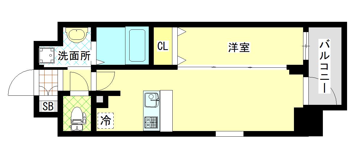 ファステートOSAKAシティゲート(1LDK/2階)の間取り写真