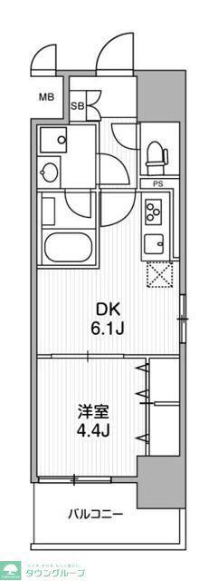 ROOTS SHIKI(1DK/7階)の間取り写真