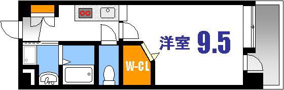 セントヒルズ段原(1K/6階)の間取り写真