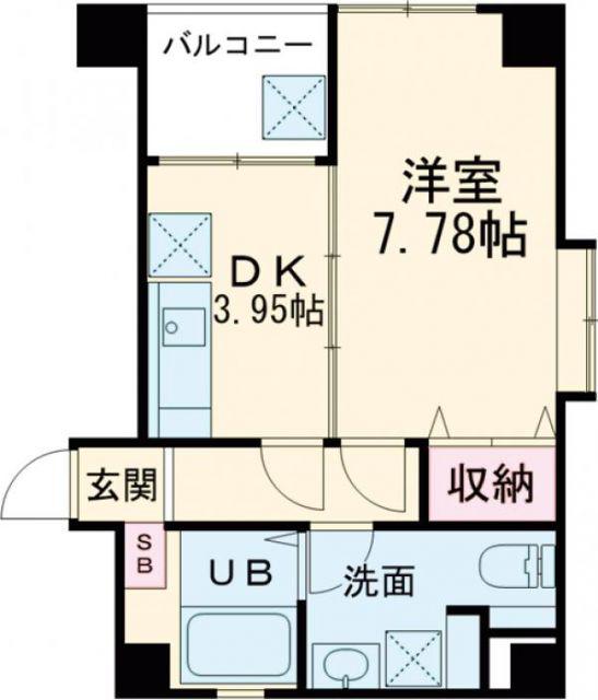 OPEN SESAMI元町通(1DK/4階)の間取り写真