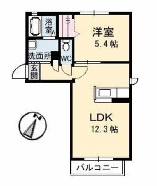 プランタン(1LDK/2階)の間取り写真