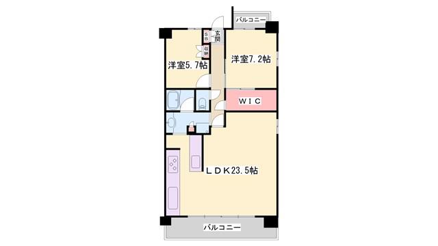 ファーミンスペリオ宝殿駅前(2LDK/12階)の間取り写真