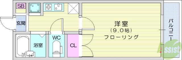 ワイレアヒルズ(1K/3階)の間取り写真