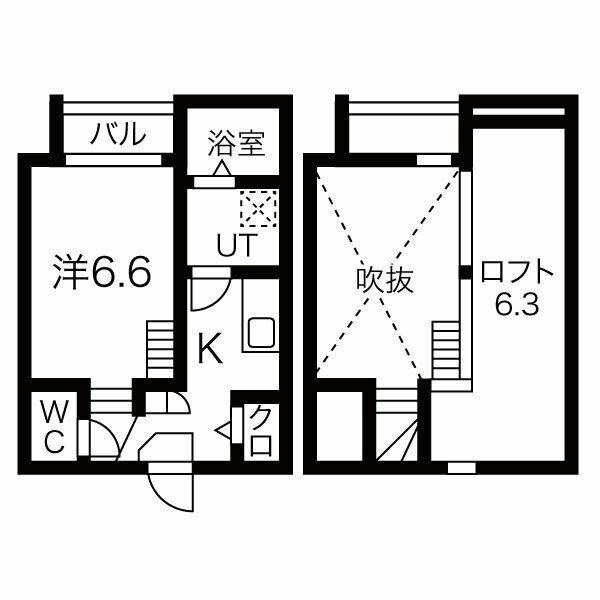 ニューストラーダ(1K/2階)の間取り写真