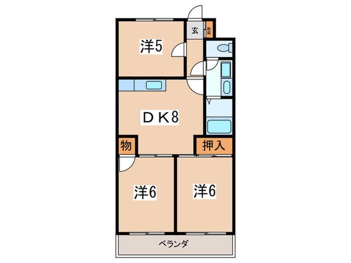 東大船マンション(3DK/2階)の間取り写真