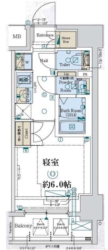 ジェノヴィア阪東橋IIスカイガーデン(1K/5階)の間取り写真