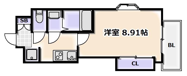 LUXE難波西III(1K/10階)の間取り写真