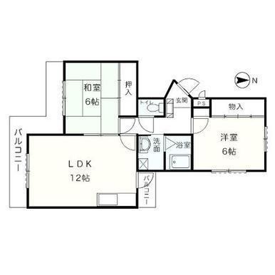 塩川マンション(2LDK/2階)の間取り写真