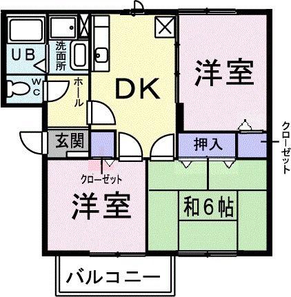 ハビテーション長通A(3DK/1階)の間取り写真