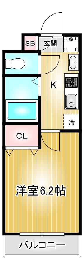 パルティール城西(1K/7階)の間取り写真