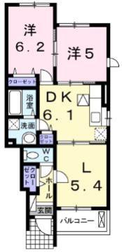 リバーサイドヒルズA(2LDK/1階)の間取り写真