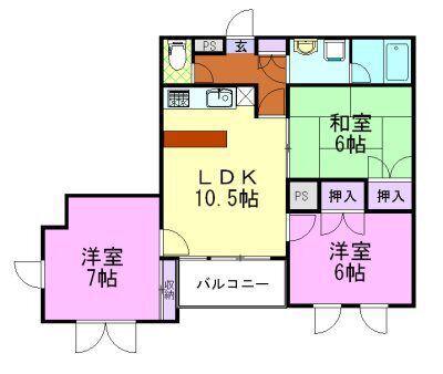 東塙田ロイヤルパレス(3LDK/2階)の間取り写真