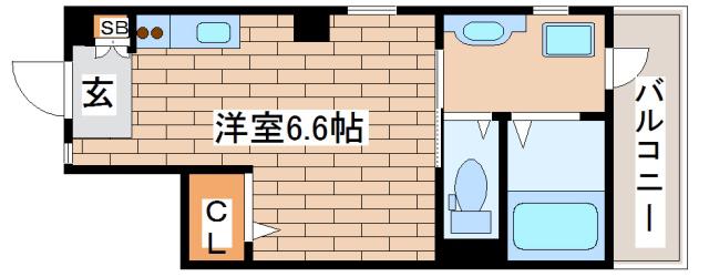 南本町リーフハイツ(ワンルーム/2階)の間取り写真