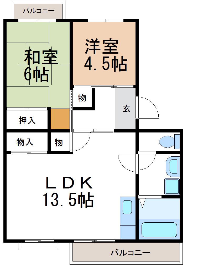 メゾン稲垣(2LDK/3階)の間取り写真